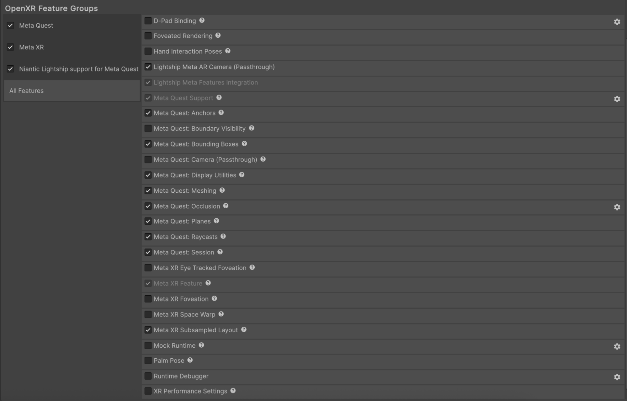 OpenXR features for Meta Quest 3