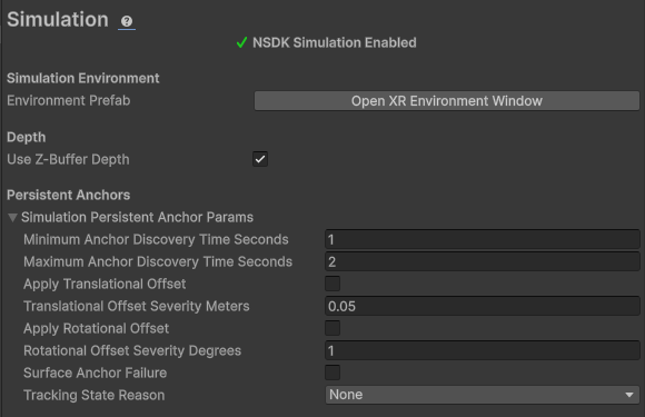 The Simulated Environment Scene appearing in the Hierarchy